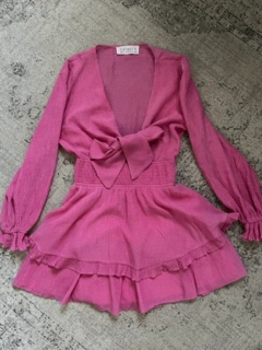 🧡3/$15 Katwalk Pink Tie-Front Ruffle Mini Dress Smocked Waist S/M